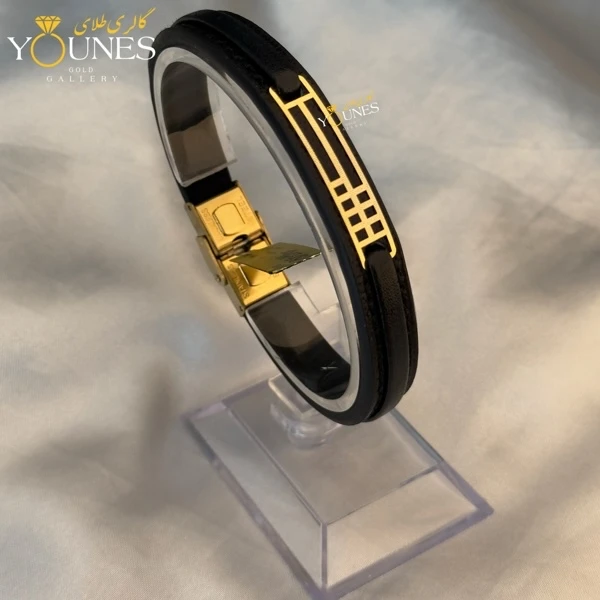 دستبند طلا چرم مردانه L171